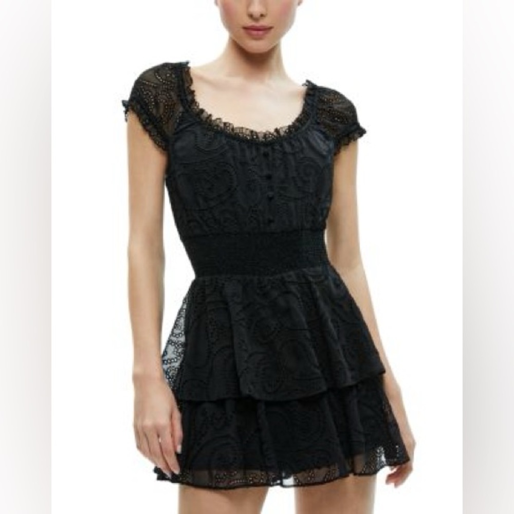 Alice + Olivia Gracie Ruffle Eyelet Romper